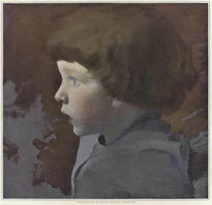 Sketch for a portrait of a child (colour litho)
