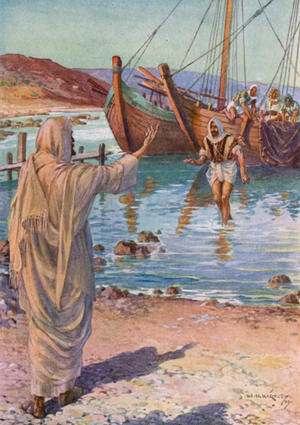 "By the Galilean Lake", Matthew IV 18 (colour litho)