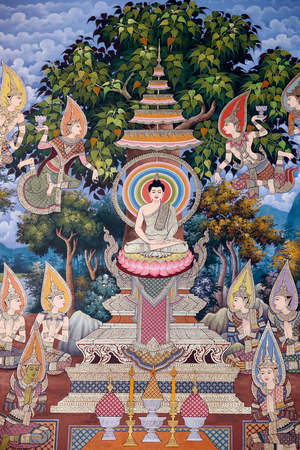 The Life of the Buddha, Wall fresco, Wat Maniratanaram monastery, Phnom Penh, 2022 (photo)