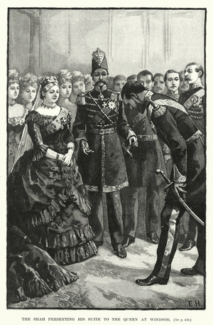 The Shah Presenting his Suite to the Queen at Windsor (engraving)
