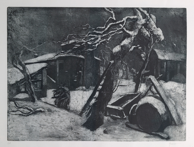 Winter Evening (etching and aquatint on paper)