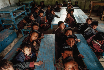 Students in a classroom at the Thinueygang School. Thinueygang, Bhutan., 1990s (photo)