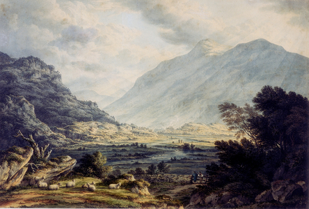 Near Capel Curig, with a view of Mount Snowdon, Wales (w/c on paper)

