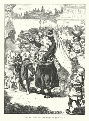 "Who will exchange old lamps for new ones?" (engraving)