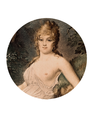 Theresa Cabarrus Tallien (1773-1835), princess of Caraman Chimay, French political figure, of Spanish parentage. The divorced wife of a marquis de Fontenay, she became intimate with the revolutionary Jean Lambert Tallien, whom she married (1794) and whose policies she influenced strongly. She was nicknamed Notre Dame de Thermidor in allusion to her husband's part in the coup of 9 Thermidor (1794). Her salon was famous, and she originated the neo-Greek feminine styles of the Directoire period. Having divorced Tallien in 1802, she married the banker Caraman, who was later created prince de Chimay, engraving after Jean-Baptiste Isabey