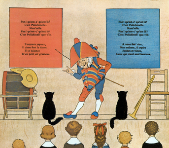 Score and illustration of child's song Punchinello, 1898 (colour litho)