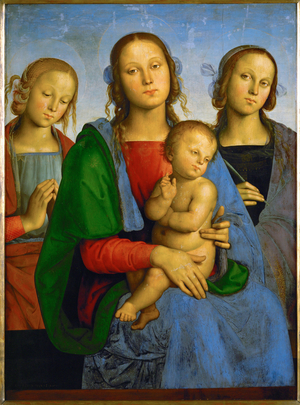 Madonna and child with Saints Rosa and Catherine (painting on poplar wood)