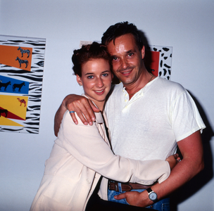 Isabell Hertel and Holger Franke, both actors of the German TV series "Unter uns", Germany circa 1995