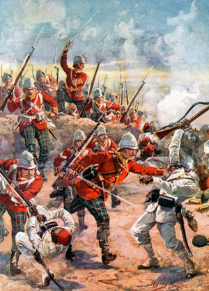 Storming the Trenches. Battle of Tel-el-Kebir (colour litho)
