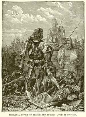 Mediaeval Battle of French and English--John at Poitiers (engraving)