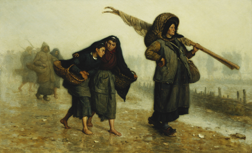 The Shell Collectors; Les Ramasseuses de Coquillages, (oil on canvas)