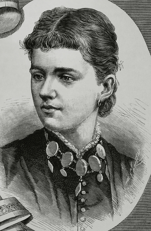 Helena of Waldeck-Pyrmont (Duchess of Albany) (1861-1922), Member of the British Royal Family through her marriage to Prince Leopold, Duke of Albany, Portrait, by Arturo Carretero, 1882 (engraving)