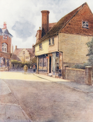 Surrey: Bridge Street Corner, Godalming (colour litho)