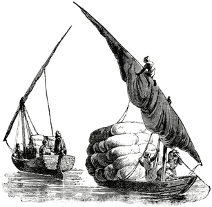 Carriage on the Sweet-Water Canal, Tell-el-Kebir, Egypt, 'Classical Portfolio of Primitive Carriers', by Marshall M. Kirman, World Railway Publ. Co., Illustration, 1895