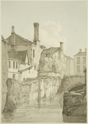 Merchants' Bridge with Junction of Frome and Castle Ditch, 1821 (pencil & watercolour on paper)