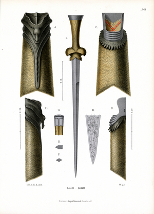 Late Medieval Daggers with Fur Sheaths (1440-1480) (chromolitho)