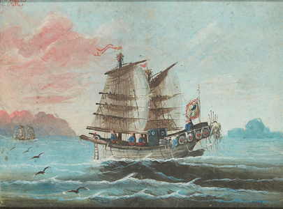 A Junk at Sea (gouache)