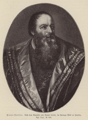 Pietro Aretino, Italian poet, playwright and satirist (engraving)