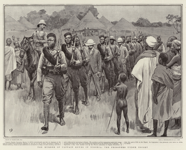 The Murder of Captain Keyes in Nigeria, the Prisoners under Escort (litho)