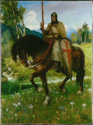 Parsifal and the search for the Holy Grail (painting on canvas)