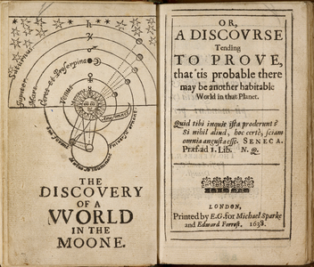 An astronomical diagram showing the moon and planets; and title page.