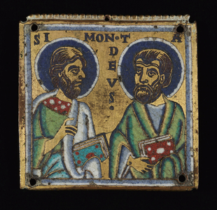 Plaque: Simon and Thaddaeus, c.1160 (gilded copper, champlevé enamel) 
