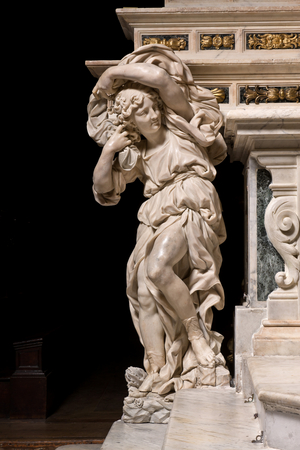 Genoa, Duomo (St Lawrence Cathedral), inside, the presbitery: "The high altar - Detail of an angel", by Daniele Solaro (end XVII century)