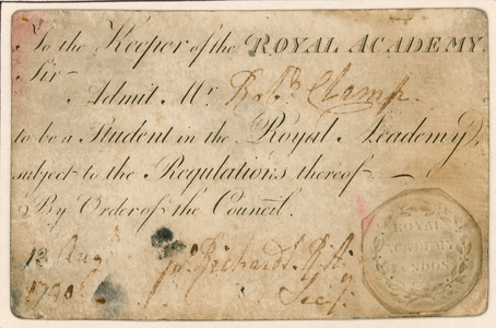 Ticket of admission for the Royal Academy, London (engraving)