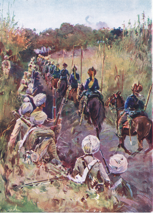 With the allied forces: the bengal lancers on their way to Peking (litho)