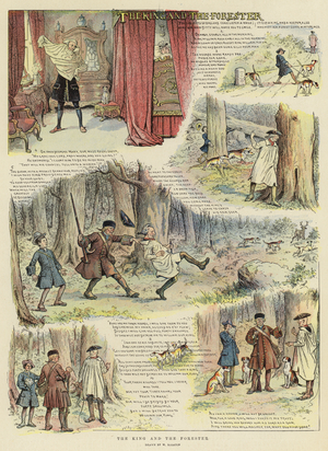 The King and the Forester (colour litho)