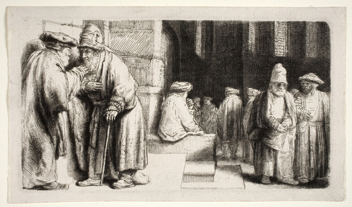 Jews in the Synagogue, 1648 (etching)