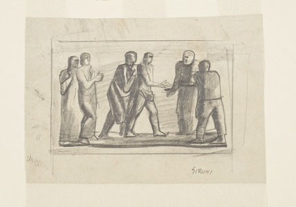 Six figures disputing (scheme for mural decoration), 1933 (circa) (drawing)