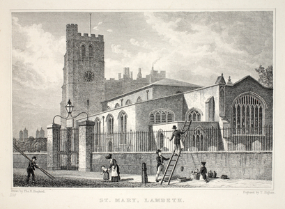 Church of St Mary, Lambeth, from 'London and it's Environs in the Nineteenth Century' pub. Jones & Co., 1827-1829 (engraving)