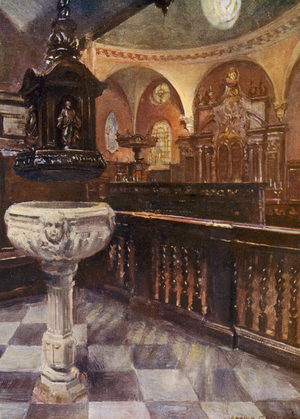 Old London Churches: St Mary Abchurch (colour litho)