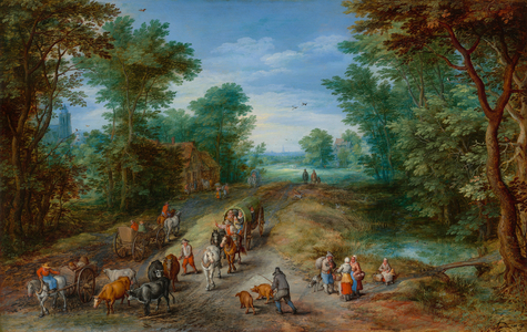 Wooded Landscape with Travelers, 1610 (oil on panel)