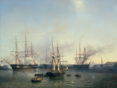 Conquest of Palembang, 1857 (oil on panel)