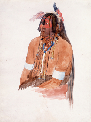 Possibly Ahschüpsa-Masihichsi, Hidatsa Man (w/c and graphite on paper)