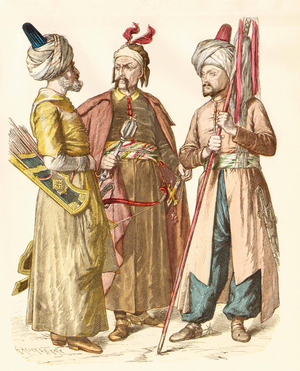 Ottoman soldiers, 17th/18th century (copper plate print)