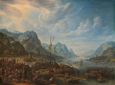 River View with Landing Stage, 1678 (oil on panel)