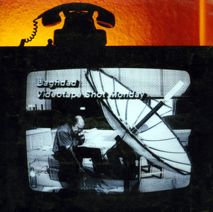 War in the Gulf: Peter Arnett, a war correspondent for CNN, next to the satellite dish on the roof of his hotel in Baghdad, Iraq, 1991 (photo)