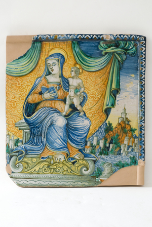 Madonna and Child Jesus Enthroned, c.1550-1599 (painted majolica)
