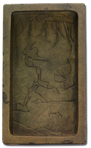 Rectangular 'Orchid Pavilion' Yaohe Inkstone, Song/Ming Dynasty (960-1644) (Japanese wood)