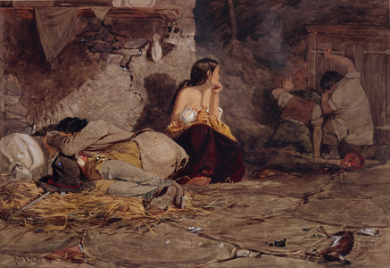 The Poachers Alarmed, 1844 (w/c & bodycolour heightened with white on paper)
