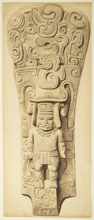 Stone relief from Veracuz, Mexico (w/c & graphite)