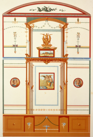 Ancient Pompeian wall painting reproduction, 19th century (watercolour and pencil)