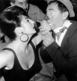 Clown Zavatta With his Wife during Sketch December 8, 1961 (b/w photo)