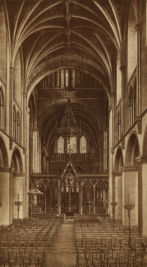 Hereford Cathedral, Nave East (b/w photo)