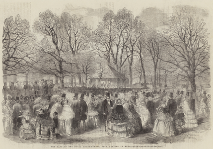 The Band of the Royal Horse-Guards, Blue, playing in Kensington-Gardens (engraving)