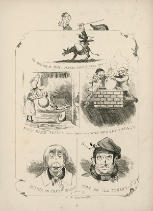 Page from Proverbs with Pictures by Charles H Bennett, 1859 (engraving)