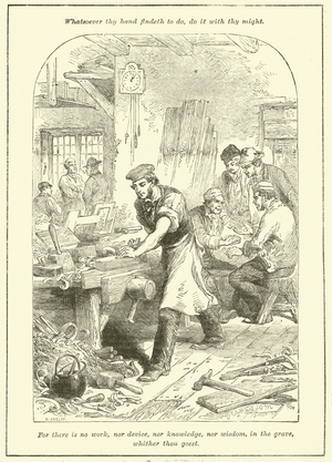 Hard-working carpenter (engraving)